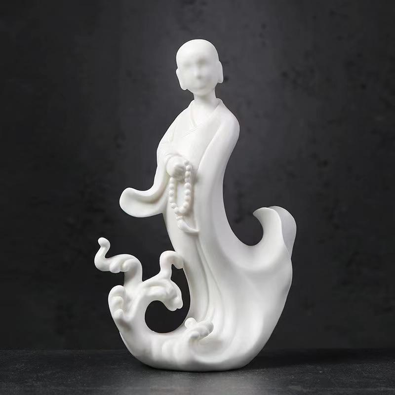 Y Creative Chinese Buddha Ceramic Handicraft Ornament Home Desktop Buddhist Porch Decoration Tea Ceremony Accessories Decor