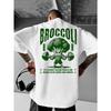 T-shirt Pesante da Uomo - Stampa Grafica Broccolo sul Retro - Maglietta da Palestra e Streetwear Casual - Traspirante Estate - Quotidiana, Vestibilità Comoda
