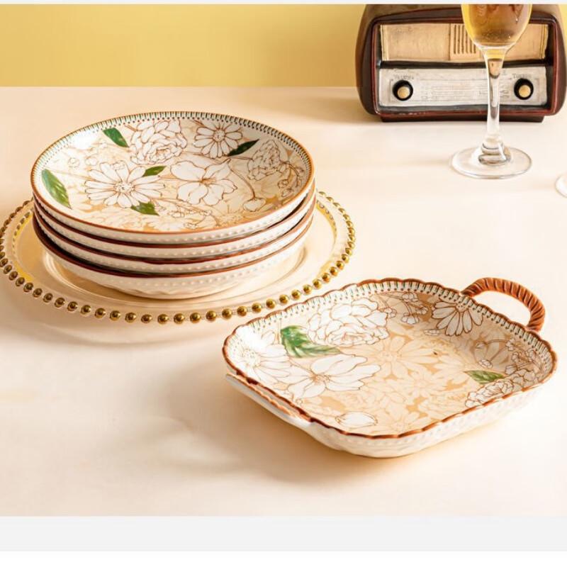 Zhishi Hand-Painted Camellia Ceramic Tableware Set