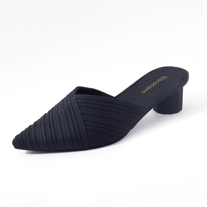 Korean Style Pointed Toe Wedge Heel Casual Jelly Sandals for Women