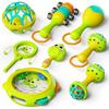8/9pcs Colorful Cartoon Shape Sensory Toy Plastic Handbell Wave Drum Baby Rattle Toy  Newborn