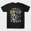 Skelly In My Belly Halloween Skeleton Pregnancy Meme Graphic Tee