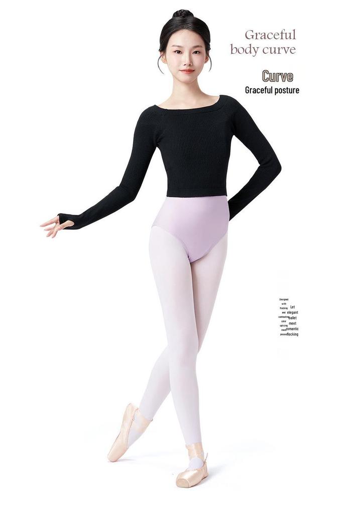 Adult Autumn/Winter Long Sleeve One-Shoulder Dance Sweater - Classical Ballet Body-Shaping Shawl Top