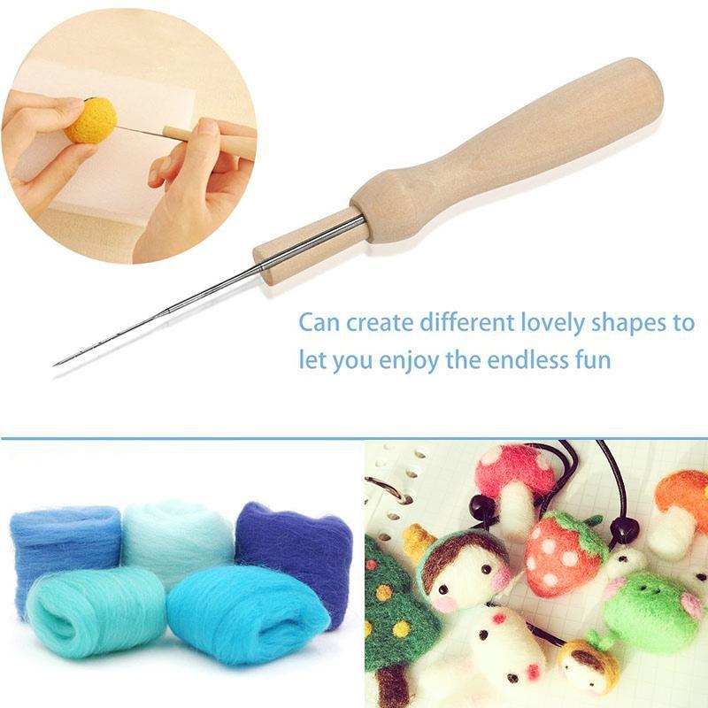 30 PCS Sewing Needles 3 Sizes Felting Needles Artesanato Wool Felt Pocked Needles Set DIY Craft Felt Tools with Wood Handle
