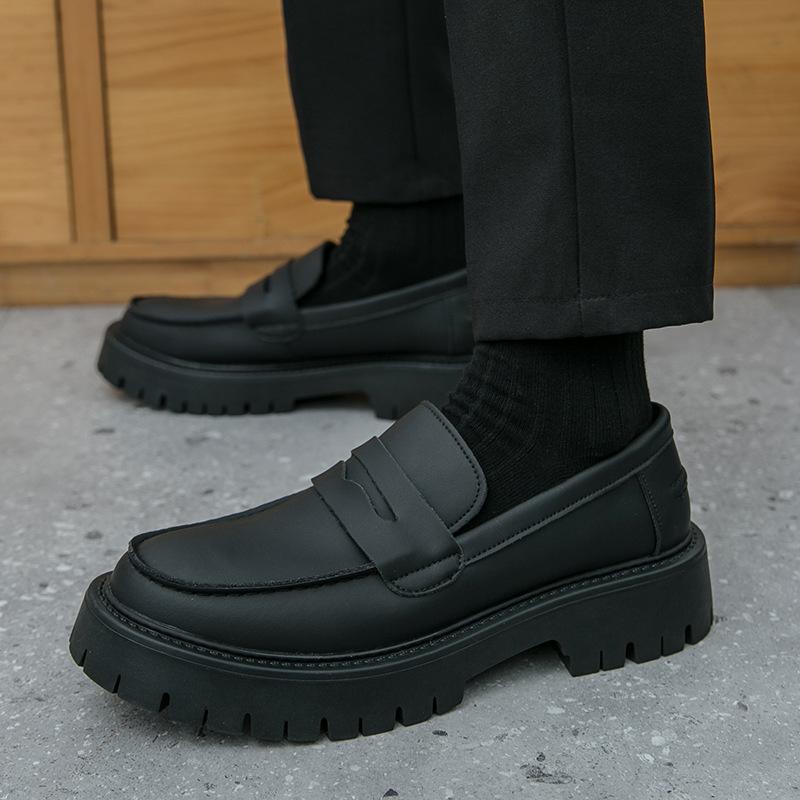 New Derby men's shoes retro versatile casual men's big head leather shoes wedding heightening platform loafers