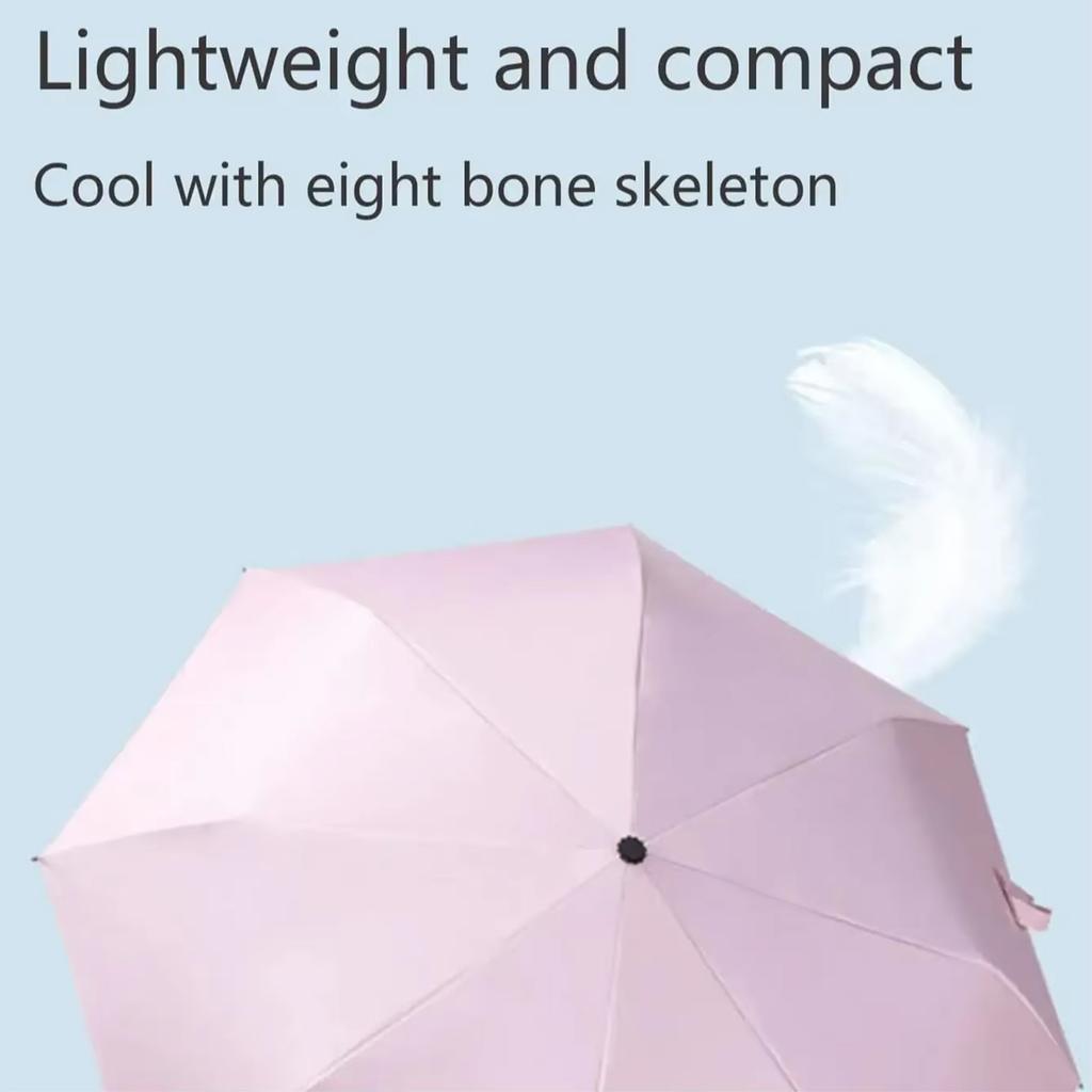 1pc-Solid Color Sunscreen Umbrella, UV Protection Folding Umbrella. Dual-use Umbrella For Both Sunny And Rainy Days