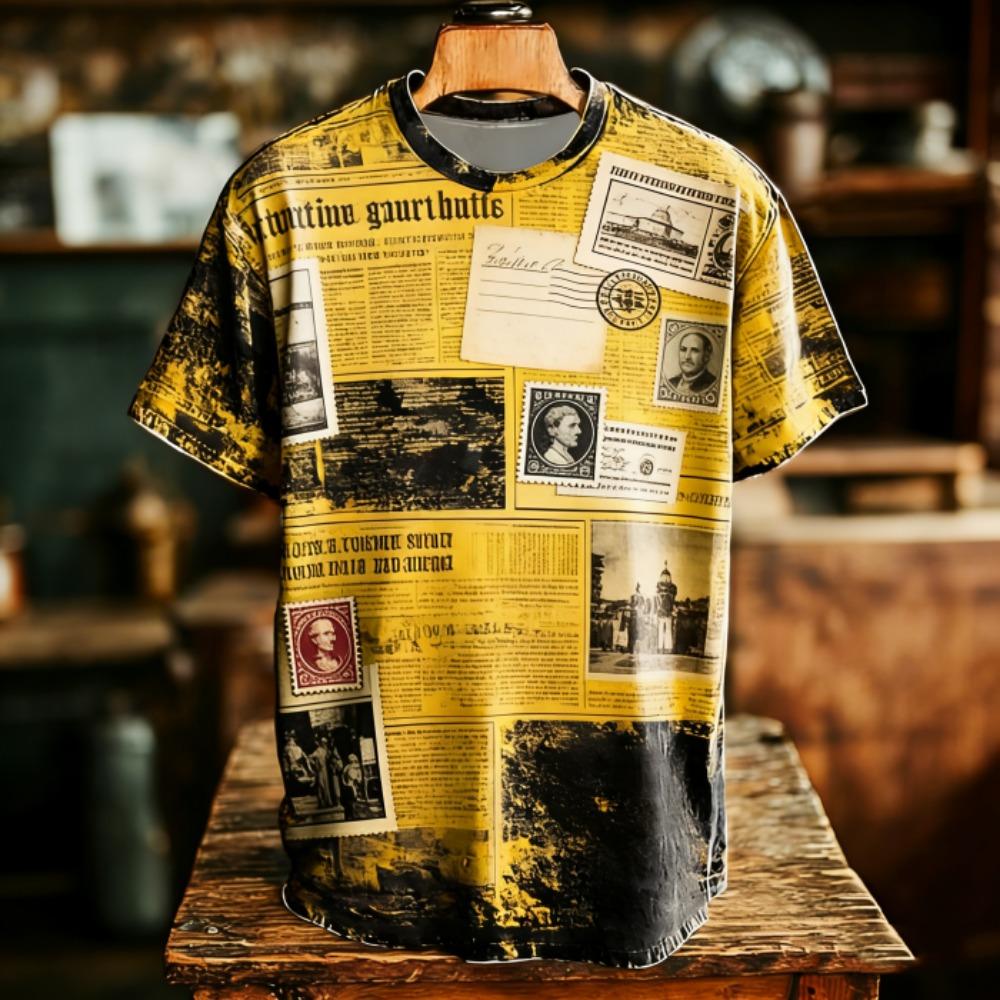 Vintage Print Men's T-Shirts Europe America Fashion Street Short Sleeve Tee Shirts Outdoor Casual Clothing T-shirt Women Tees Tops
