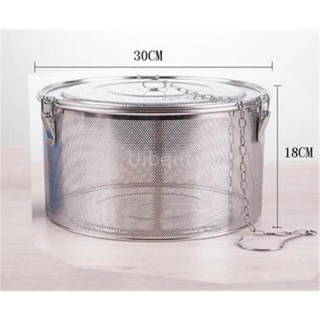 Kulatý otvor 304 nerezová ocelová kořenící taška na omáčku, polévku, chuť koření, košík, solný hrnec, oddělovač strusky, cedník, sítka