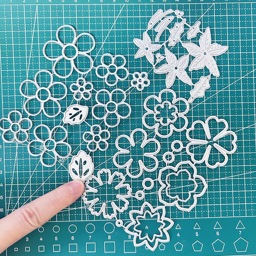 3pcs/Set Flowers Die Cuts for Card Making, Petal Metal Cutting Dies, Metal Die Cutting Mold, Scrapbooking Dies, Etched Embossing Stencil for Crafts