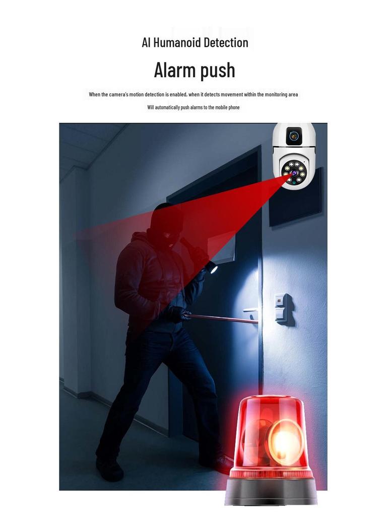 WiFi Dual-Lens HD 2MP Day/Night Full Color 360° Panoramic Home Surveillance Camera.