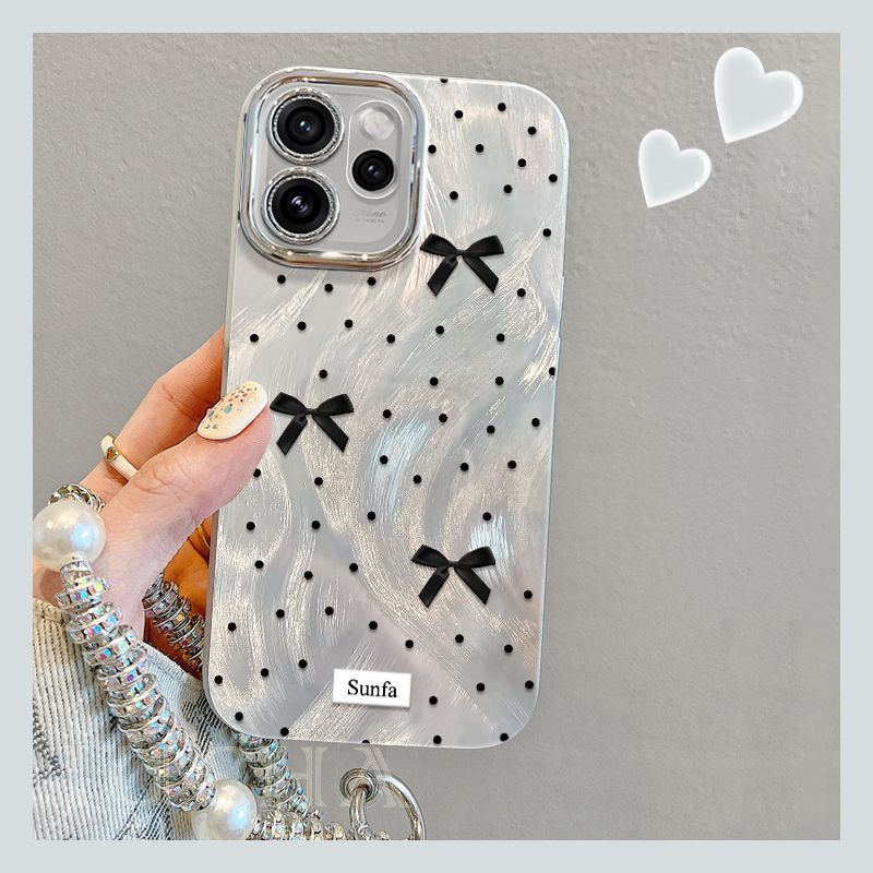 Applicable to opporeno15pro mobile phone case anti-drop belt hanging chain OPPOreno15 niche set polka dot bow