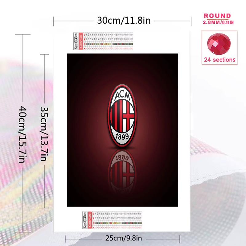 AC Milan 100% Round Full Drill 5D DIY Diamond Painting Embroidery Cross Stitch Rhinestone Décor