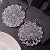 Women Vintage Ethnic Chic Large Round Hollow Flower Dangle Eardrops Hook Earrings