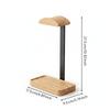 Desktop Headphone Stand Aluminum Alloy Wood Curved Top Headset Holder