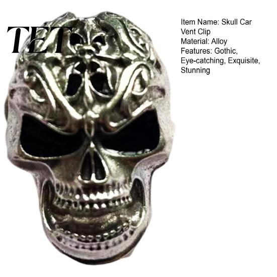Gothic Car Decor for Women Skull Air Vent Clip, Retro Alloy Dashboard Accessories Halloween Trim Funny Head Auto Interior Decoration