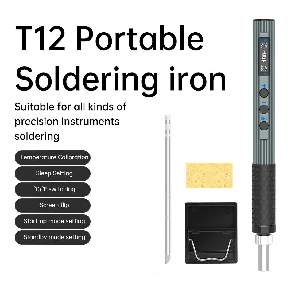 

AC 100-240V 65W T12 Intelligent Soldering iron Digital OLED USB Type-C PD Adjustable Temperature Electric Welding Solder Station чорний