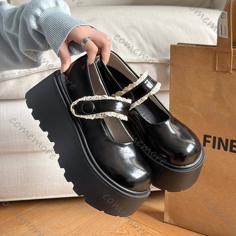 Fashion Comemore Retro Shallow Mouth Loafers Spring Autumn New Leather Pumps Shoes Casual Platform Heightening Mary Jane Single Shoes