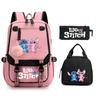 Stitch Cartoon Print School Backpack Lunch Bag Pencil Case Set for Kids Students Lilo & Stitch Shoulder Bag