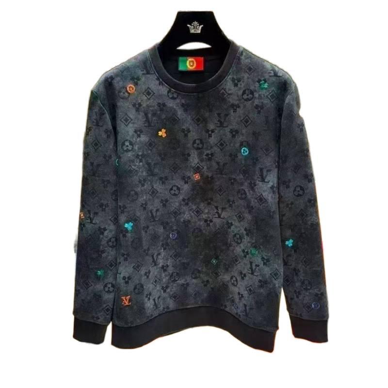 Personalisierter trendiger Rundhals-Hoodie für Herren mit Stickerei - Herbst/Winter Lässiges Langarm-Mode-Sweatshirt