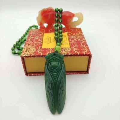 Náhrdelník s přívěskem ve tvaru cikády, imitace nefritu, kámen, Buddha, pro ženy a muže