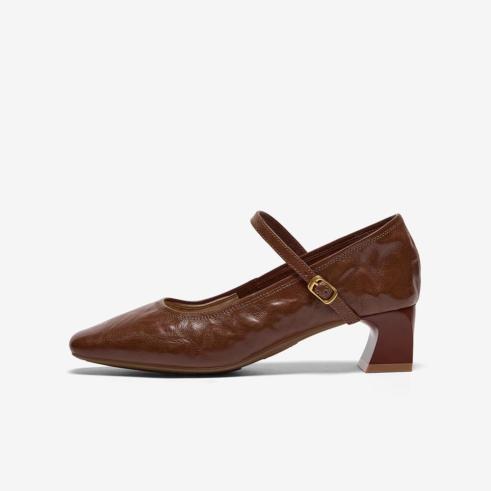 Bata Sheepskin Mary Jane Shallow Women's Vintage Elegant Versatile Flats