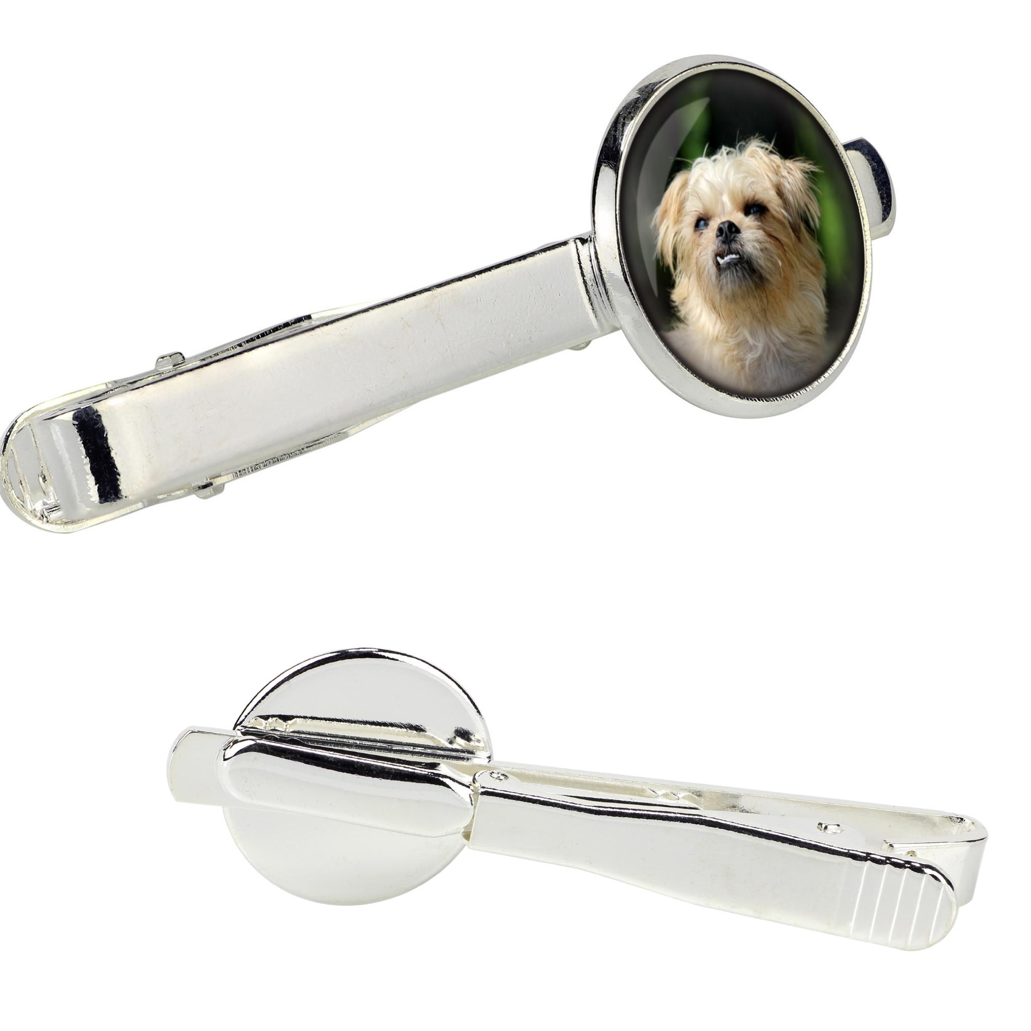 

Griffon Bruxellois, Brussels Griffon - tie clip in a box, stylish tie, personalized jewelry from the Art-Dog brand срібний