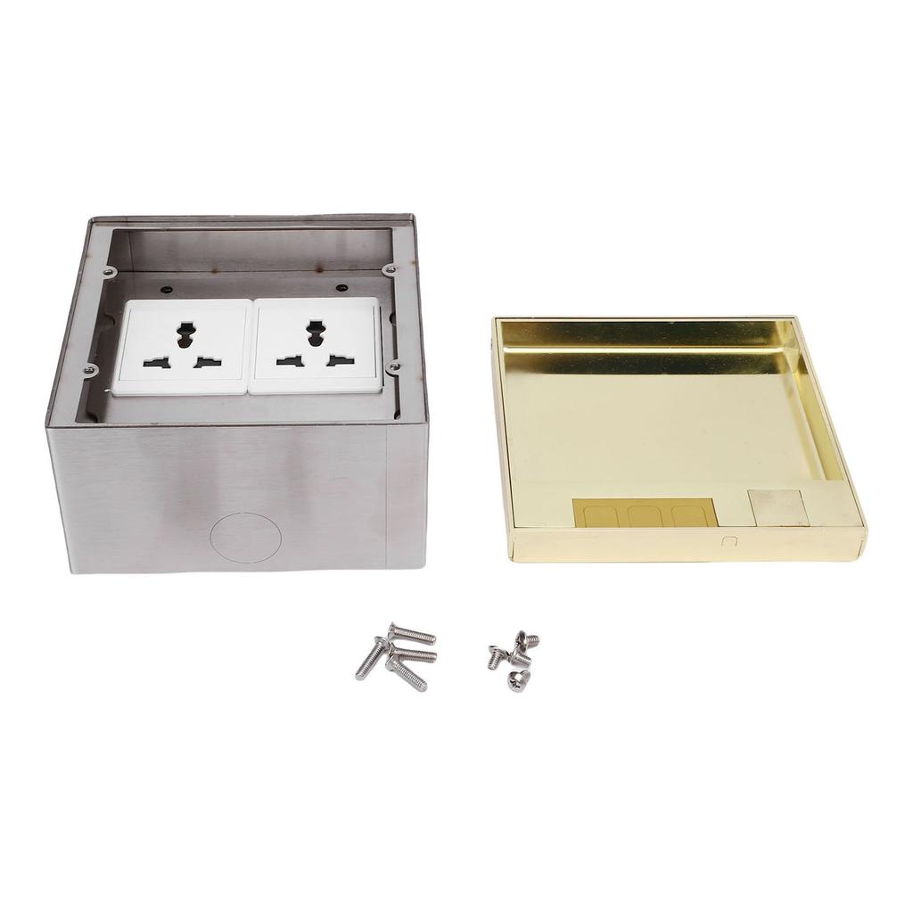Einbaudose für Bodensteckdose Wasserdicht Edelstahl Flacher Steckdosensatz 4KW 16A mit 2 3-poligen Löchern für Marmor Golden