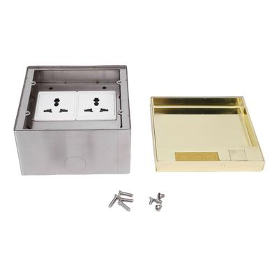 Einbaudose für Bodensteckdose Wasserdicht Edelstahl Flacher Steckdosensatz 4KW 16A mit 2 3-poligen Löchern für Marmor Golden