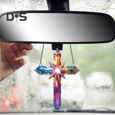 Rose Suncatcher Pendant 2D Flat Dyed Acrylic Pendant Stained Glass Decorations Faith Symbol Room Aesthetic Garden Decoration Gifts for Women