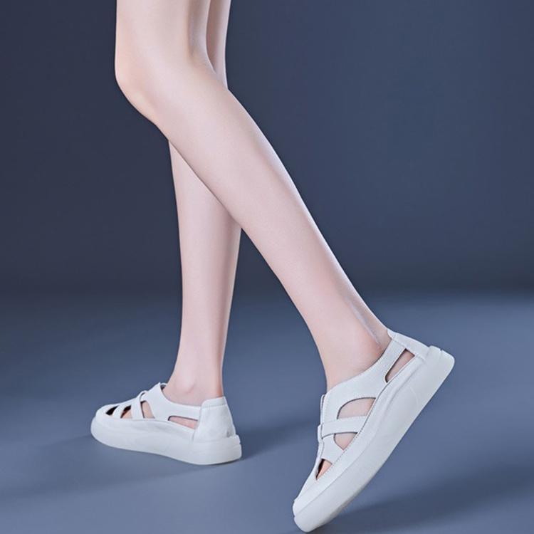 

Women S Leather Sandals Breathable Hollow Out Platform Sandals Comfortable Non-Slip Casual Walking Shoes For Ladies Summer 35