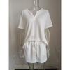 Women's Plus Size Fashion Casual Solid Colour Summer V-Neck Short Sleeve Top Shorts Suit