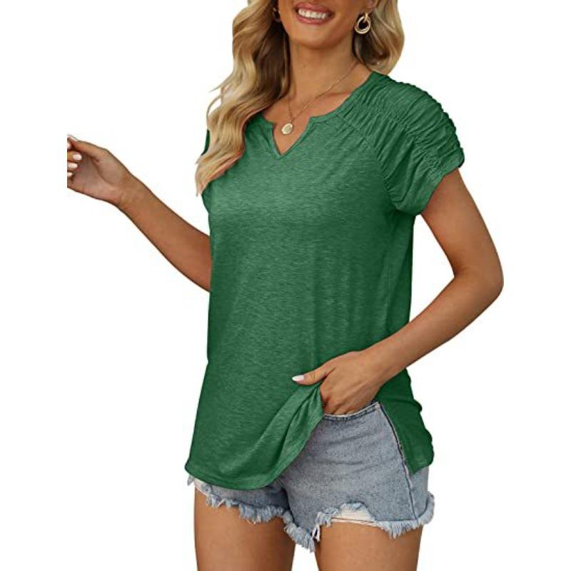Women's Summer V-neck Raglan T-shirt Short Sleeved Top for Women Shirt