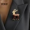 Reindeer Coat Brooch Christmas Pin, Rhinestone Elk Lapel Sweater Xmas Cardigan Suits Accessories, Jewelry Gift for Alloy Pin