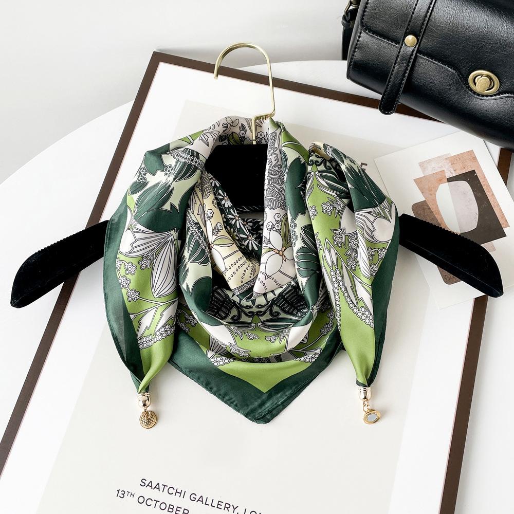 

Весенне-летний атласный длинный шарф для женщин, солнцезащитная шаль, модный атласный длинный шарф для красоты, универсальный дорожный шарф 70*70cm