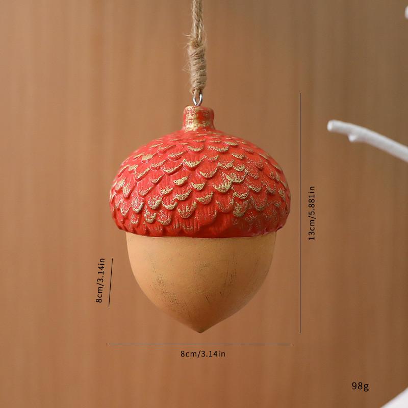 Christmas Traditional Wooden Acorn Pentagram Pendant Tree And Window Decoration