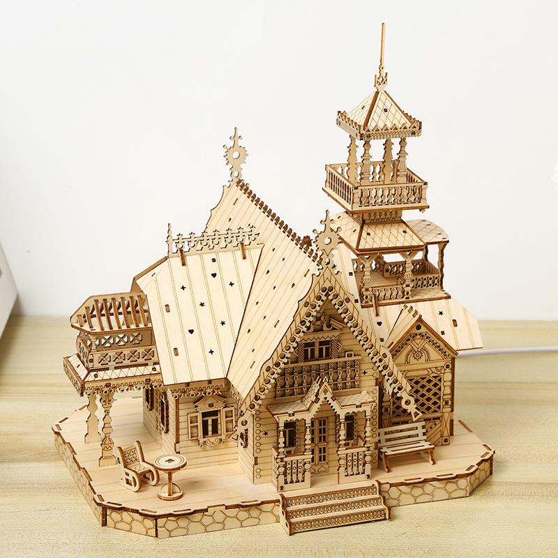 DIY 3D Wooden Puzzle: Creative Retro Villa Educational Toy