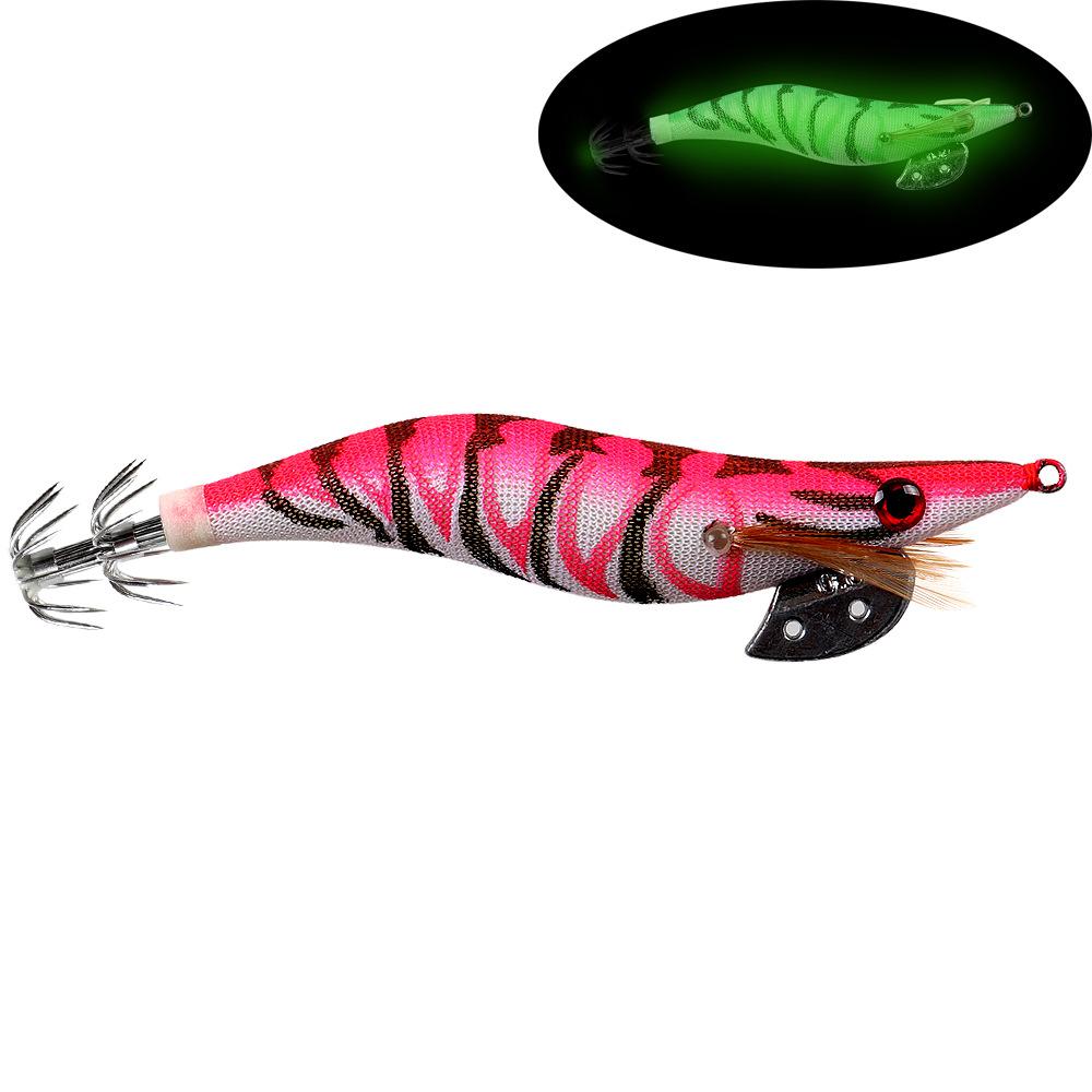 Luminous Wood Shrimp Lure Bait2.0 2.5 3.0Umbrella-shaped Hook Big Eye Squid Bionic Bait Special for Sea Fishing