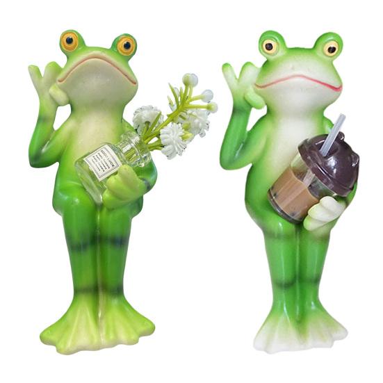 Cartoon Frosch Figur hält Vase Milchtee Frosch Statue Harz Tier
