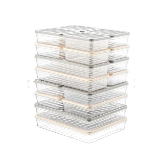 18 Pcs Colorful Refrigerator Organizer Freezer and Microwave Storage Container 2x2400-4x1200-4x1170-8x600 Ml