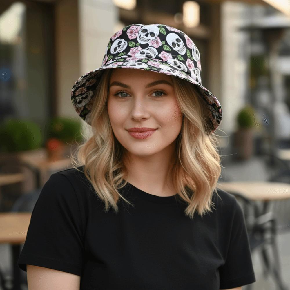 Trendy Skull Graffiti Print Bucket Hat Foldable Breathable Unisex Sun Hat Lightweight Uv Protection Casual Hat Daily Streetwear