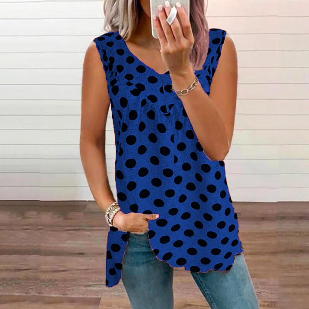 Ladies Camisole Top Loose Casual V-neck Small Dot Print Sleeveless Vest