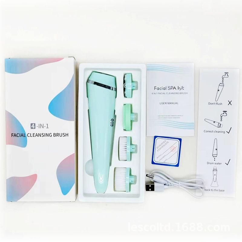 4-in-1 Electric Waterproof Facial Cleansing Brush for Blackhead and Makeup Removal