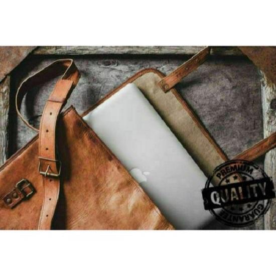Handgefertigte Vintage-Laptop-Messenger-Aktentasche aus Leder, neu, echt, für Herren
