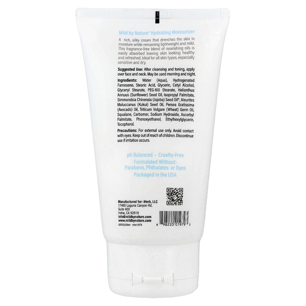 Mild By Nature Hydrating Facial Moisturizer, Unscented, 134ml (4.5 fl oz)