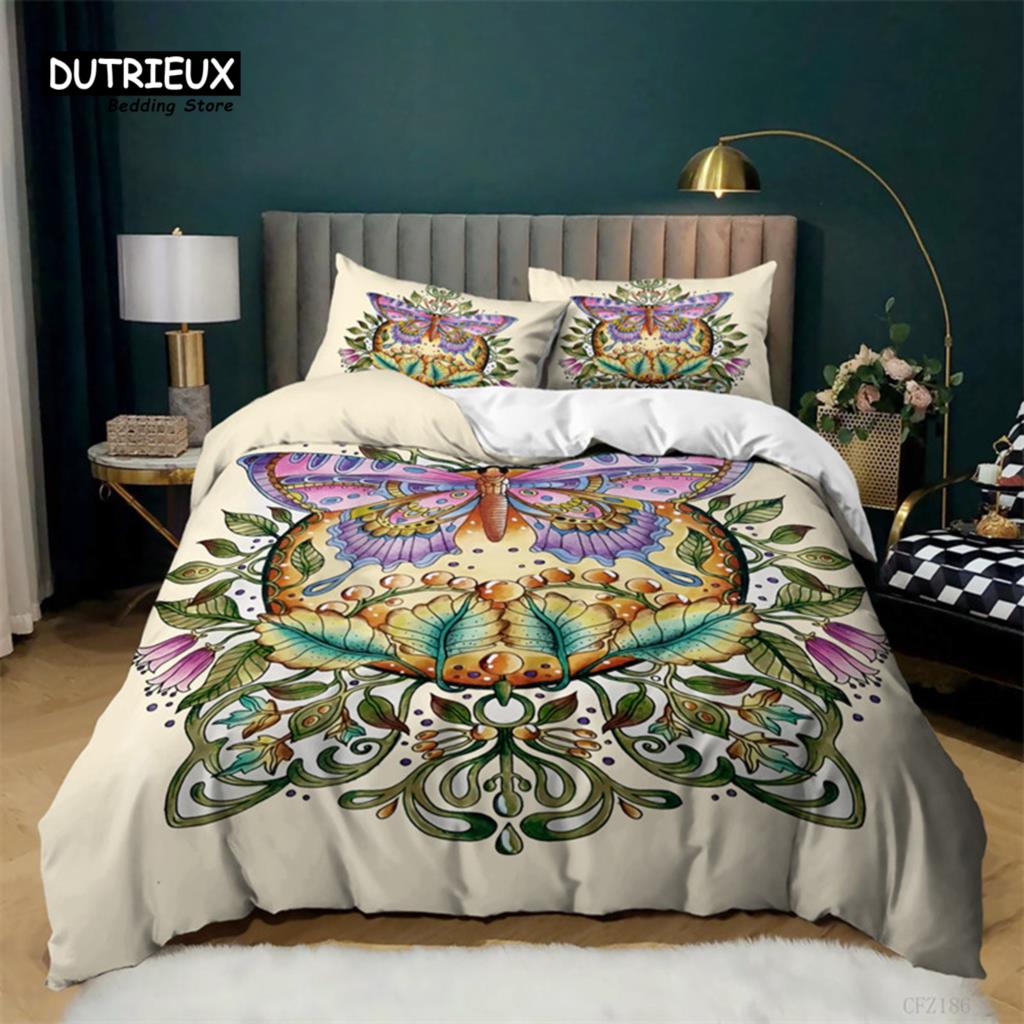 

Comforter Butterfly Europe Geometric Moth Bedding Set Queen Size For Kids Boys Girls Teens Mystic Fantasy Room Dorm Decorative Comforter (quilt)-EU Single(135*200cm)3pcs