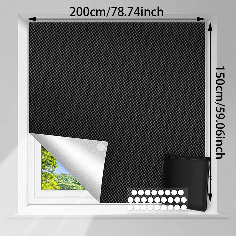 100% Blackout Curtain Removable Portable Travel DIY Blocking Window Film For Living Room Home Non-perforate No Drill Black Cloth
