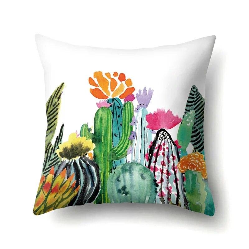 45x45cm Plant Flower and Leaf Printing Series Throw Pillow Cover Sofa Office Seat Car Cushion  Home Decoration