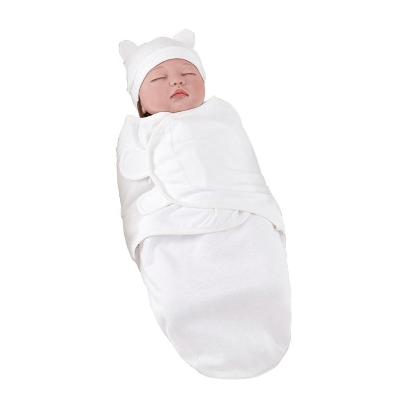 Anti-kick Cotton Baby Blanket Set with Matching Hat Soft Breathable Sleepsack 0-3 Months Newborns Wrap Towel & Bonnet