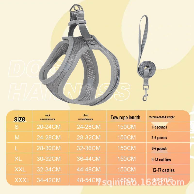 Reflective Vest-Style Pet Harness with Leash - Breathable for Cats & Dogs