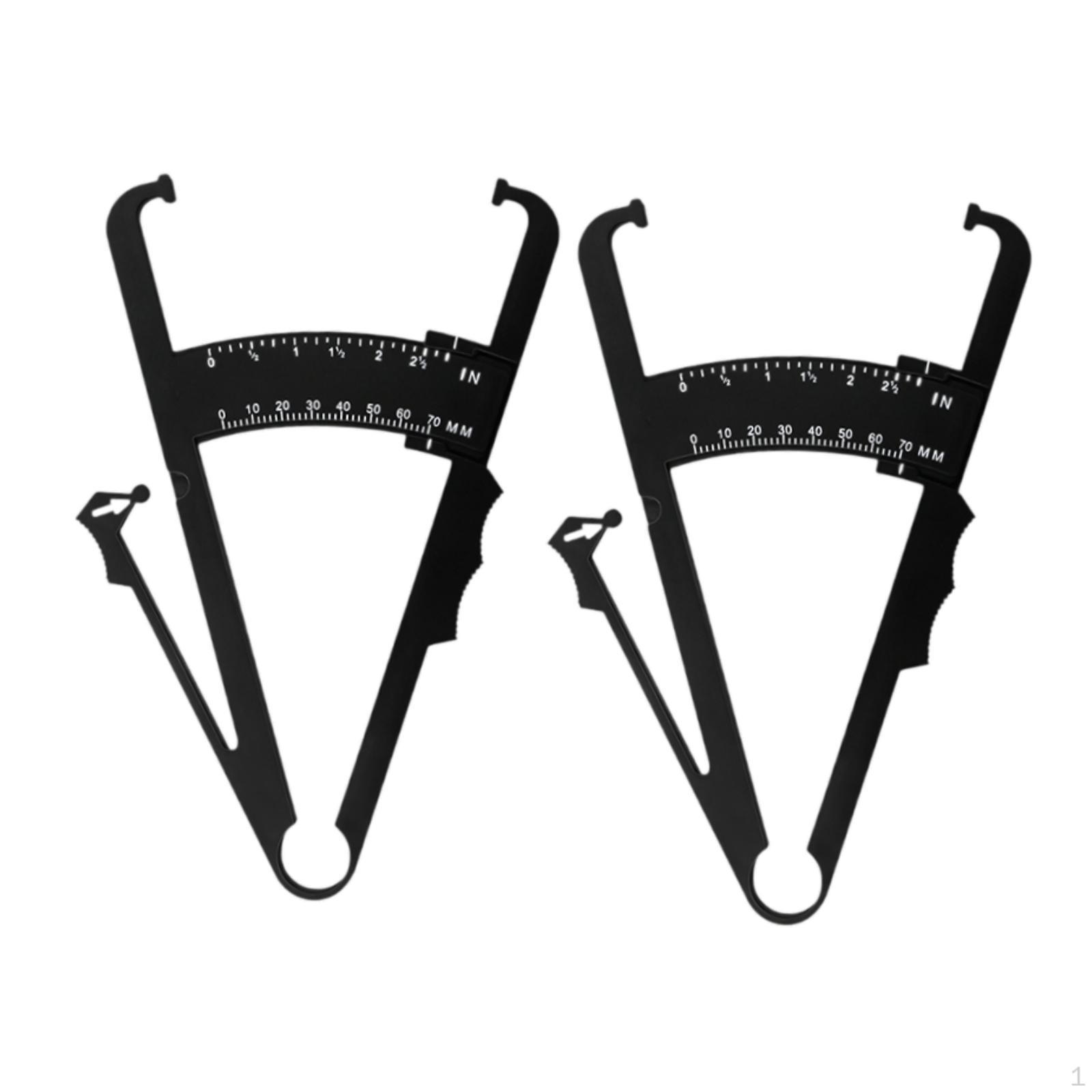 

2 Body Calipers, Skinfold Measuring Device for Training, Personal Tool. Black Double Scale